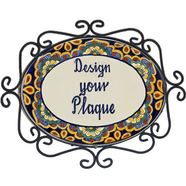 Ceramic Mexican Talavera Address Sign Tile Plaque with frame p8020