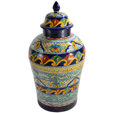 Mexican Handpainted Ceramic Talavera Tibor -- o4002 Design 2