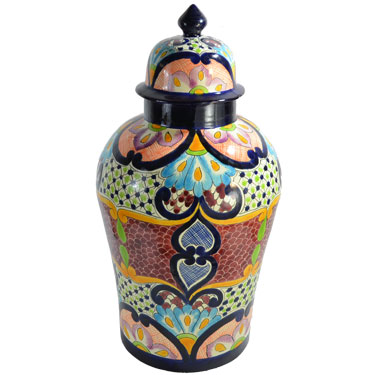 Mexican Handmade Ceramic Talavera Tibor -- o4007 Design 7