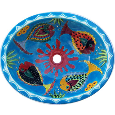 Mexican Handpainted Sink Rosarito s5033
