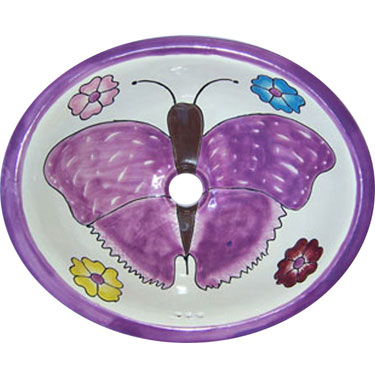 Mexican Handpainted Talavera Sink s5102 Butterfly