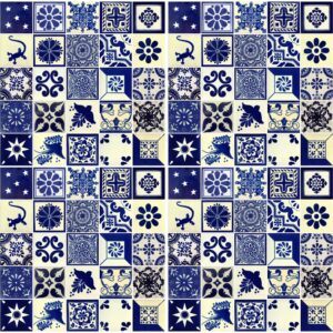 100 PIECES Hand Painted Talavera Mexican Tiles 4x4 Blue & White