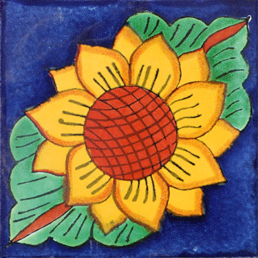 Traditional Clay Tile from Mexico – Girasol Dos Hojas C045