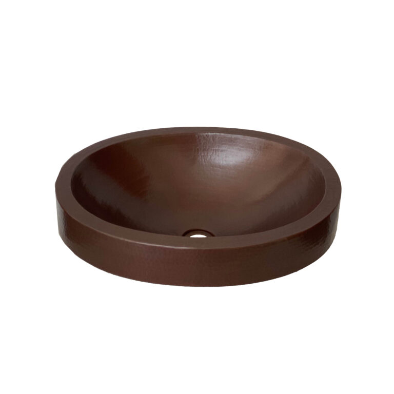Handmade Mexican Copper Bathroom Vessel Sink 16x13 inches – Rustic & Modern Design
